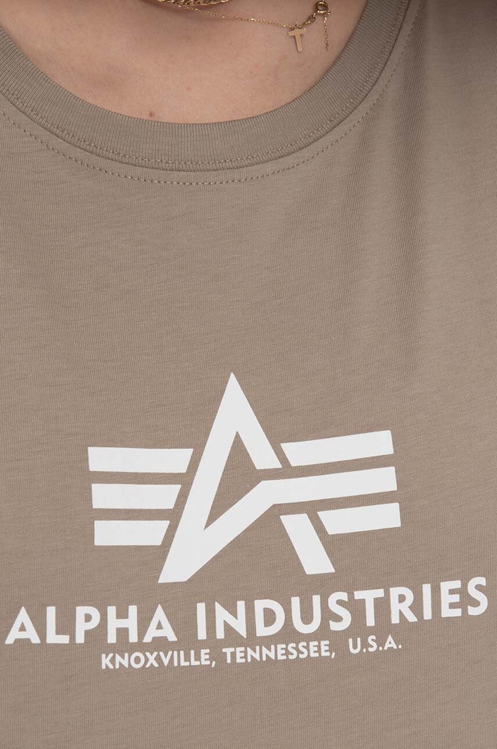 Bavlněné tričko Alpha Industries New Basic T Wmn béžová 196051.679