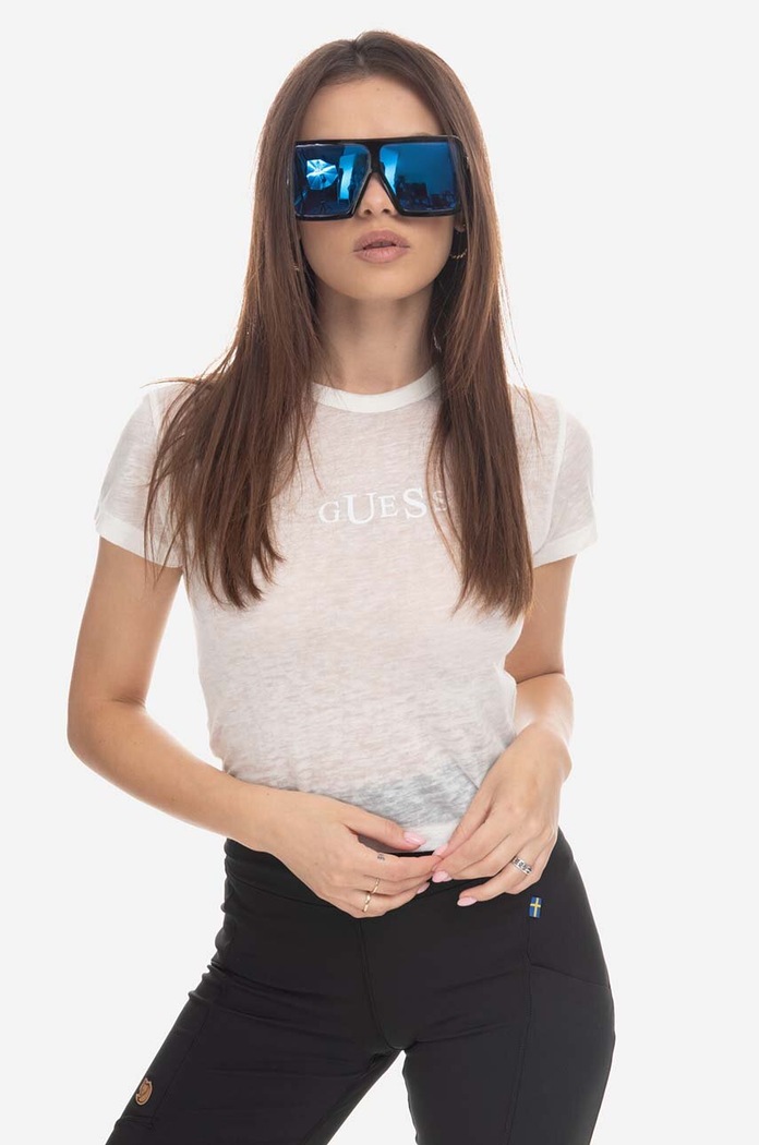 Tričko Guess Classic Logo Baby Tee W2BP00KBAX0 slim bílá W2BP00.KBAX0