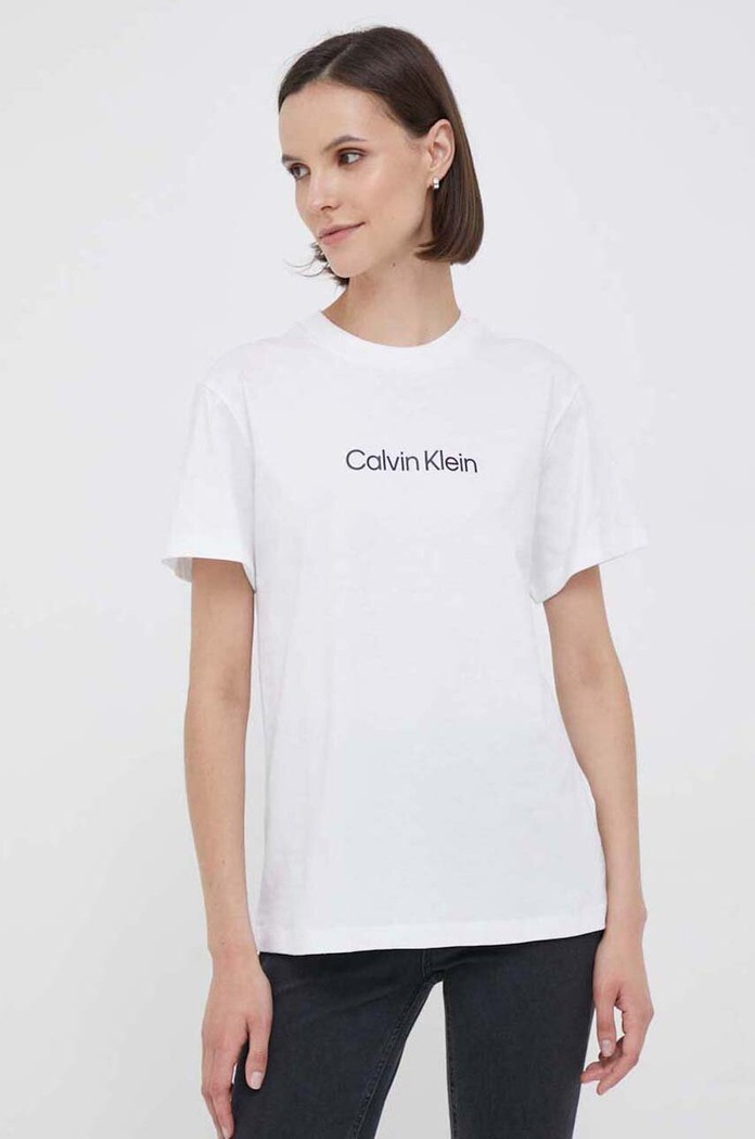 Bavlnené tričko Calvin Klein potlač biela K20K205448.NOS