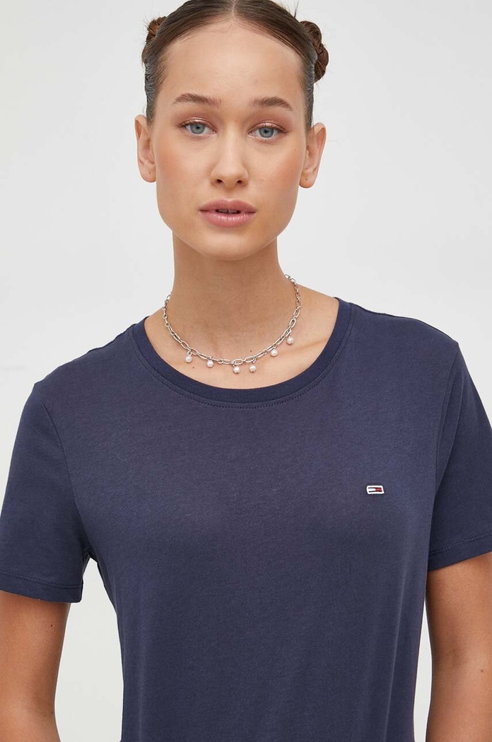 Bavlnené tričko Tommy Jeans tmavomodrá DW0DW14616.NOS