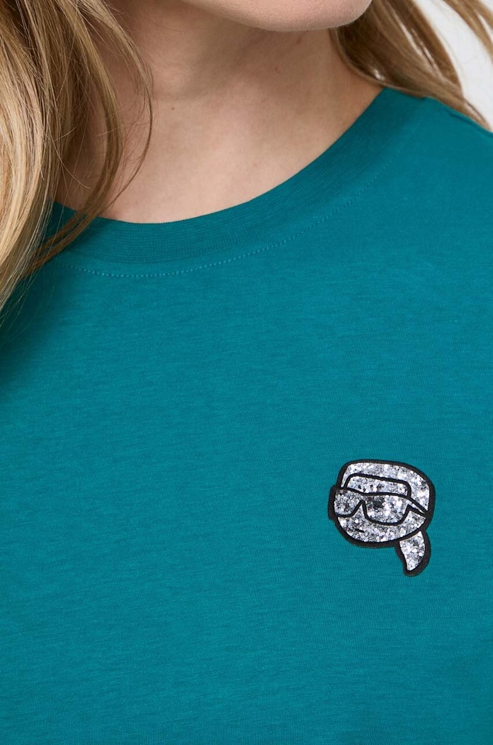 Karl Lagerfeld tricou din bumbac 240W1722 turcoaz