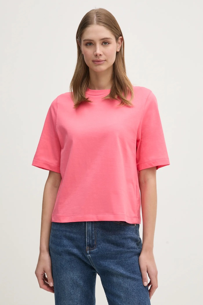 Памучна тениска United Colors of Benetton стандартна розов 3BL0E17G5