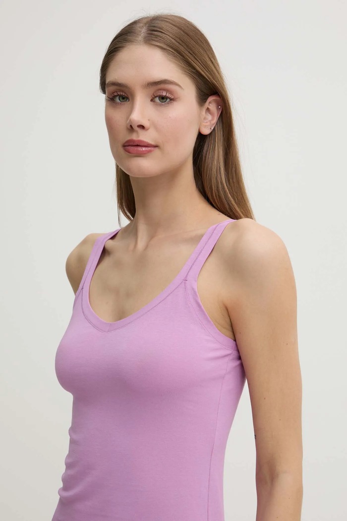 Odzież United Colors of Benetton top damski bawełniany z elastanem 3ZQM1H291 fioletowy