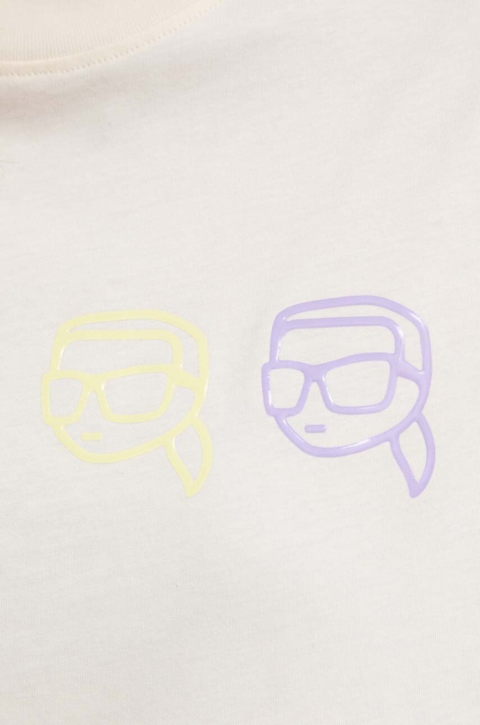 Bavlněné tričko Karl Lagerfeld 241W1702 béžová
