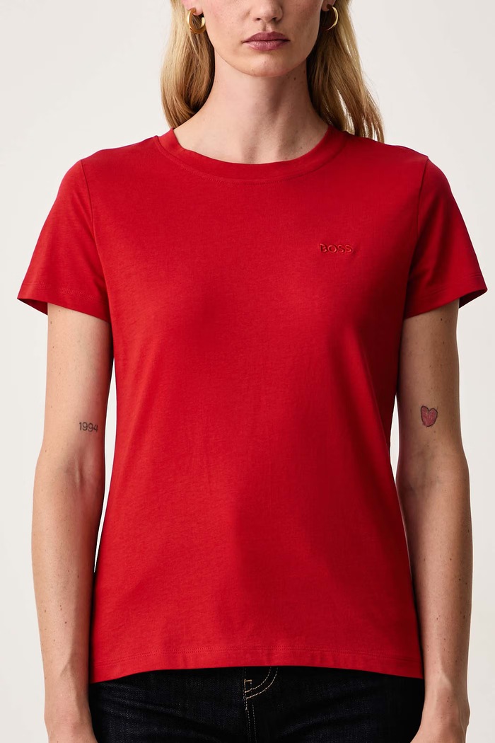 T-shirt basic damski bawełniany C Esogo 1 BOSS Orange 50506973 czerwony