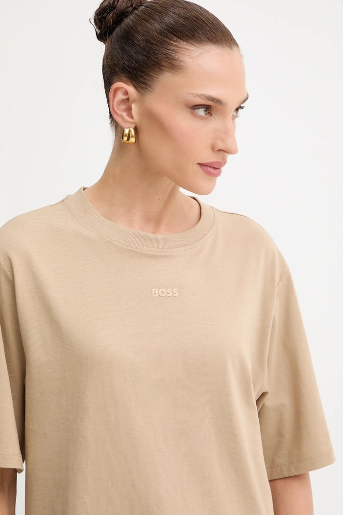 BOSS Orange t-shirt bawełniany C Enis Small Logo beżowy 50523256