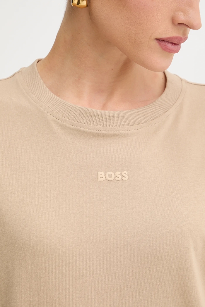 BOSS Orange t-shirt bawełniany C Enis Small Logo 50523256 beżowy