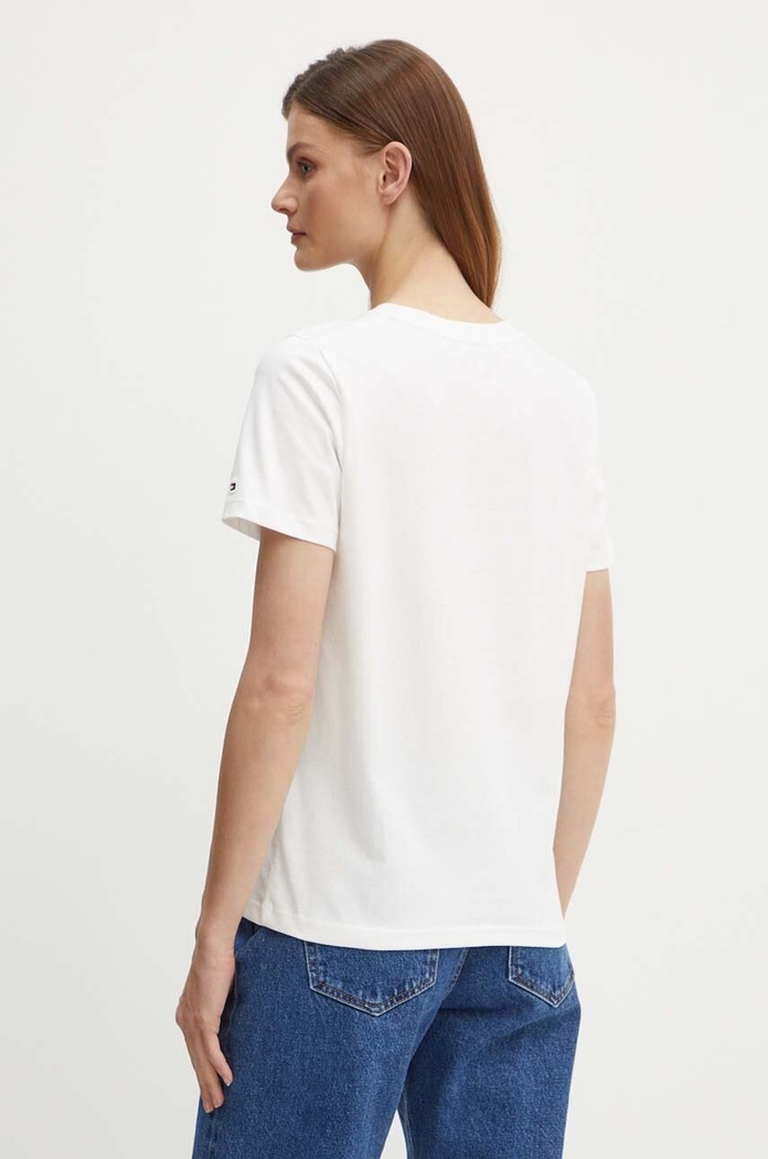 Дрехи Памучна тениска Tommy Hilfiger WW0WW43459 бял