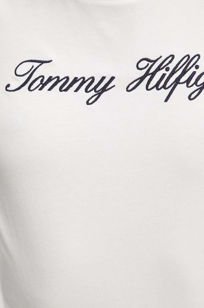 Памучна тениска Tommy Hilfiger WW0WW43459 бял