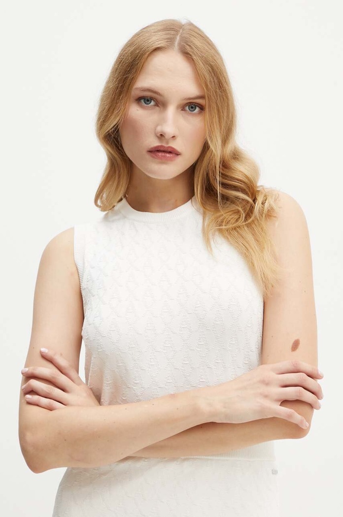 Prsluk Armani Exchange bez uzorka bež 8NYH9A.YMH6Z.NOS