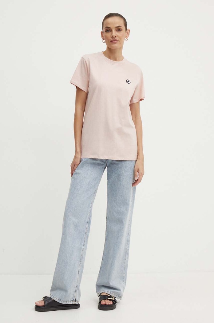 Karl Lagerfeld tricou din bumbac 245W1712 roz AW24