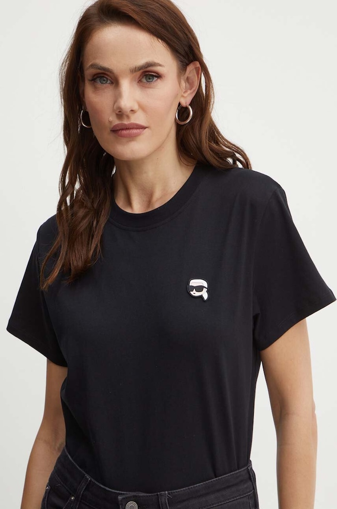 Karl Lagerfeld t-shirt bawełniany czarny 245W1712