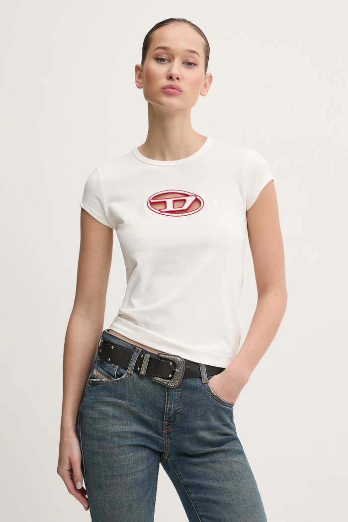 Diesel t-shirt T-ANGIE aplikacja beżowy A06268.0AFAA