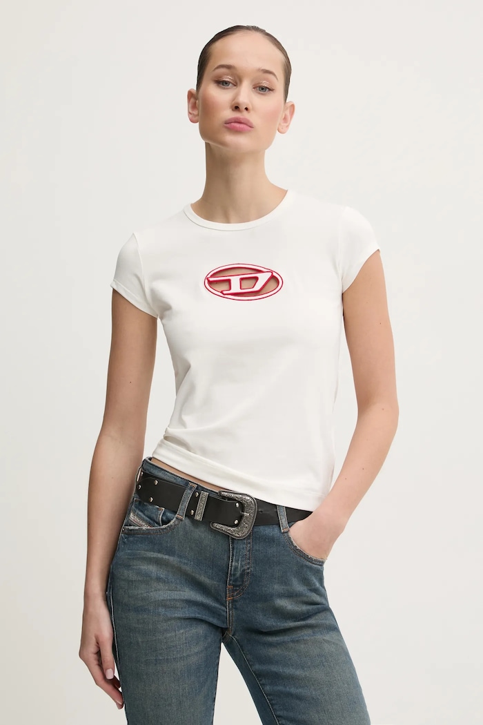 Diesel t-shirt T-ANGIE aplikacja beżowy A06268.0AFAA