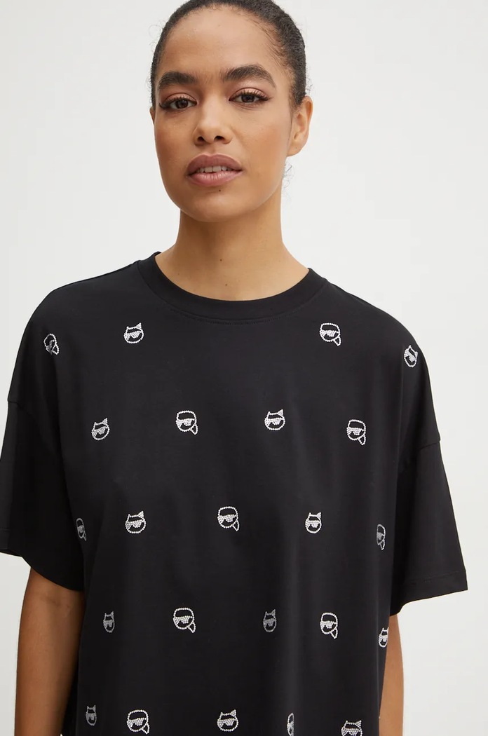 T-shirt bawełniany Karl Lagerfeld 246W1701 czarny