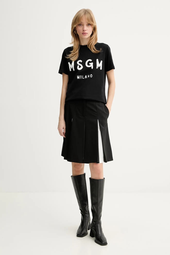 Βαμβακερό μπλουζάκι MSGM 2000MDM510.200002 μαύρο AA00