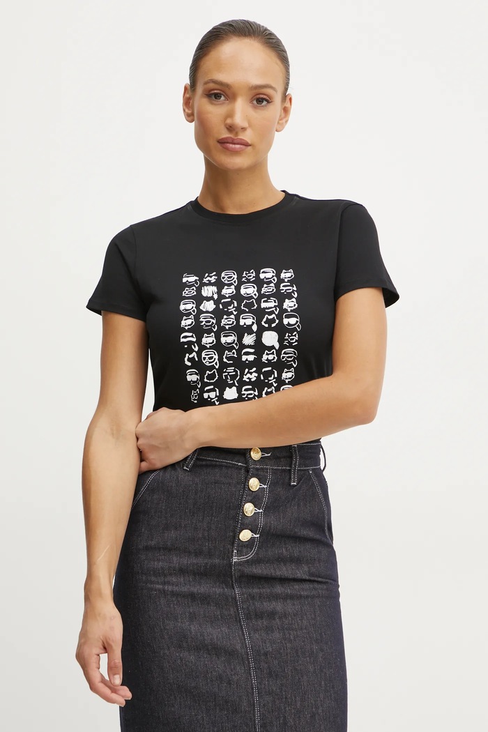 Karl Lagerfeld tricou din bumbac IKON print negru A1W17124