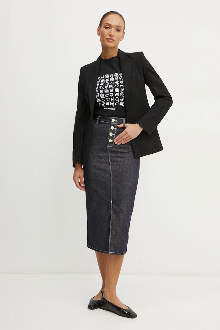 Karl Lagerfeld tricou din bumbac IKON A1W17124 negru SS25