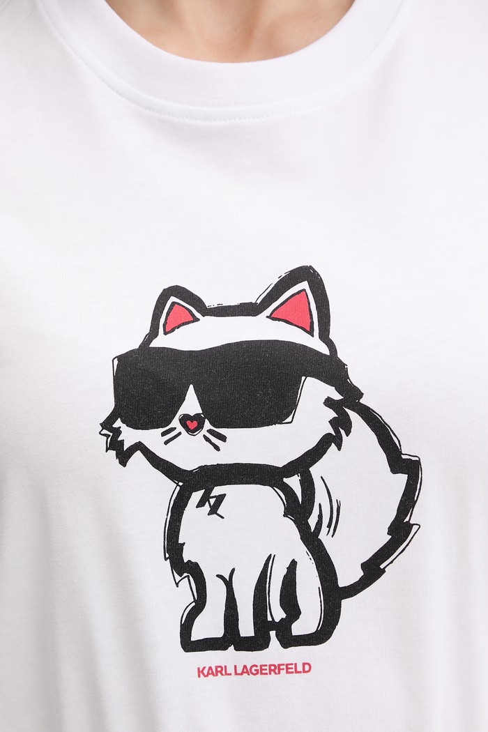 Karl Lagerfeld T-shirt damski bawełniany IKON SKETCH A1W17128 biały
