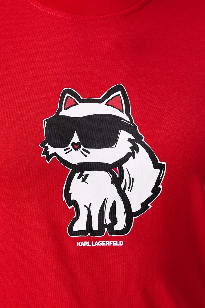 T-shirt damski bawełniany IKON SKETCH Karl Lagerfeld czerwony A1W17128