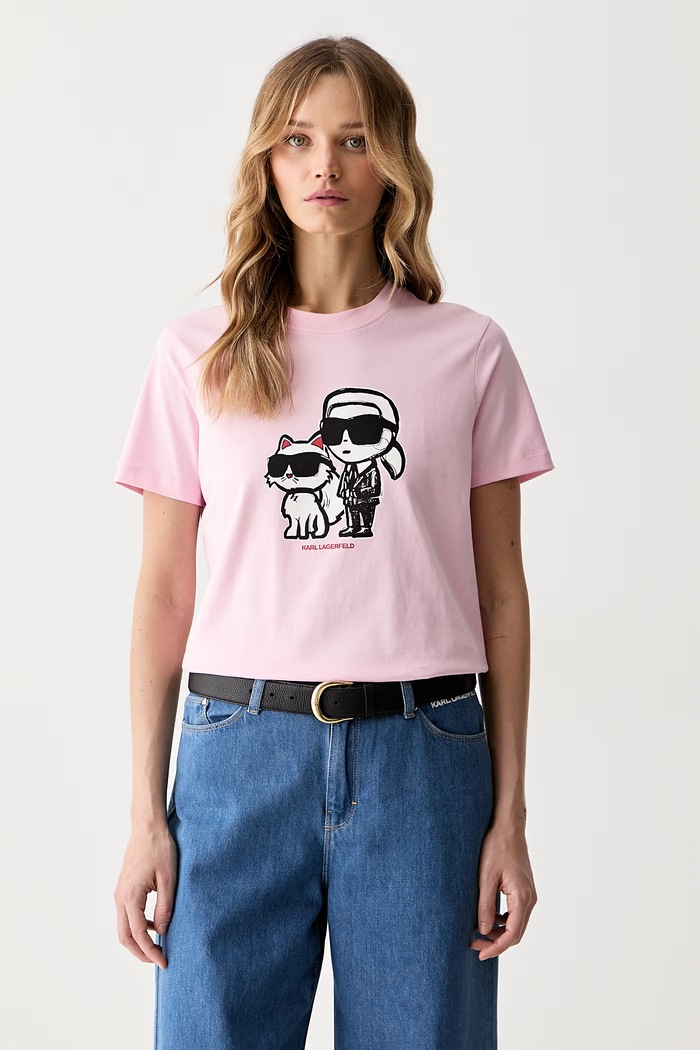Karl Lagerfeld tričko dámské bavlněné IKON SKETCH růžová A1W17129