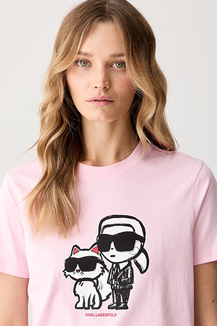 Karl Lagerfeld t-shirt γυναικείο βαμβακερό IKON SKETCH ροζ A1W17129