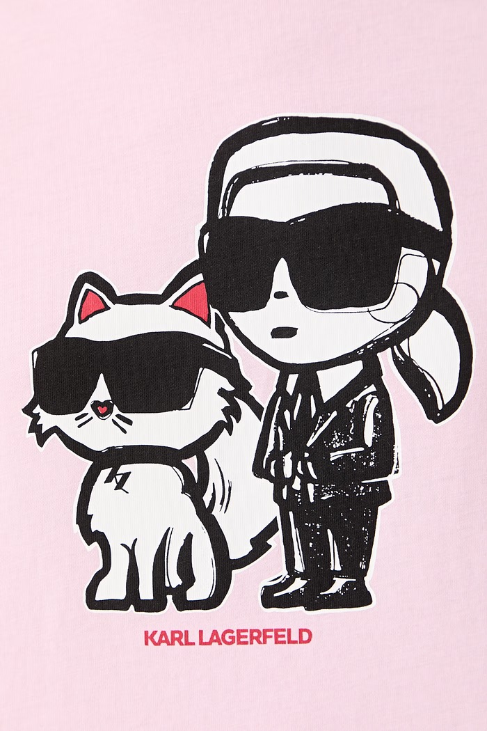 Karl Lagerfeld t-shirt γυναικείο βαμβακερό IKON SKETCH A1W17129 ροζ