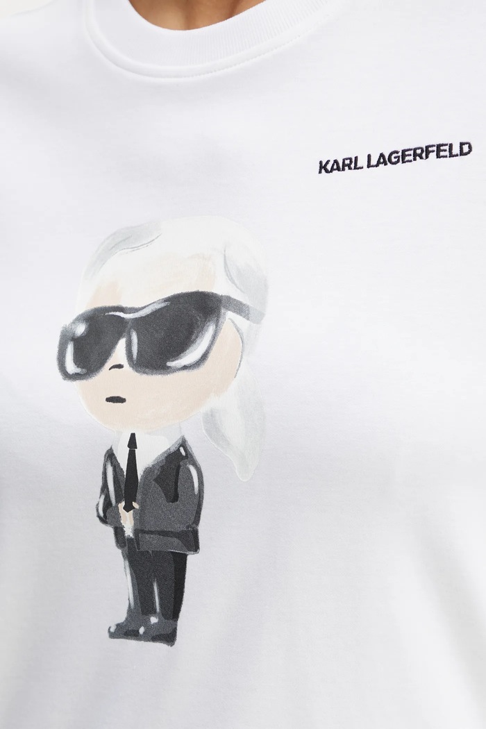Bavlnené tričko Karl Lagerfeld IKON AQUARELLE A1W17130 biela