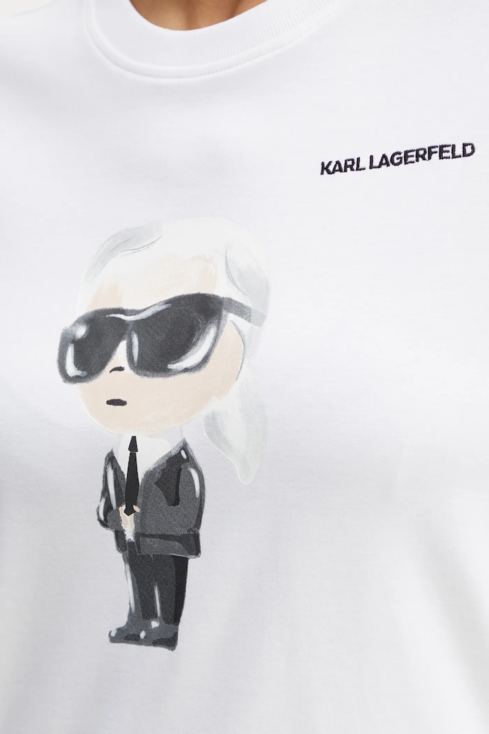 Bavlnené tričko Karl Lagerfeld IKON AQUARELLE A1W17130 biela