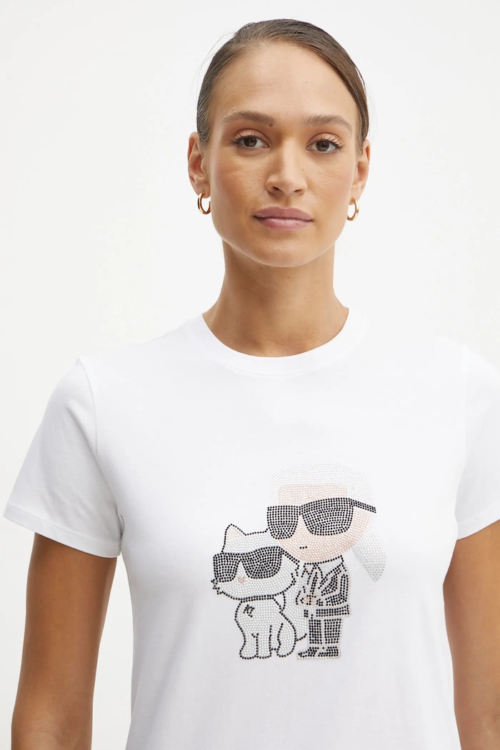 Bavlnené tričko Karl Lagerfeld IKON RS biela A1W17131