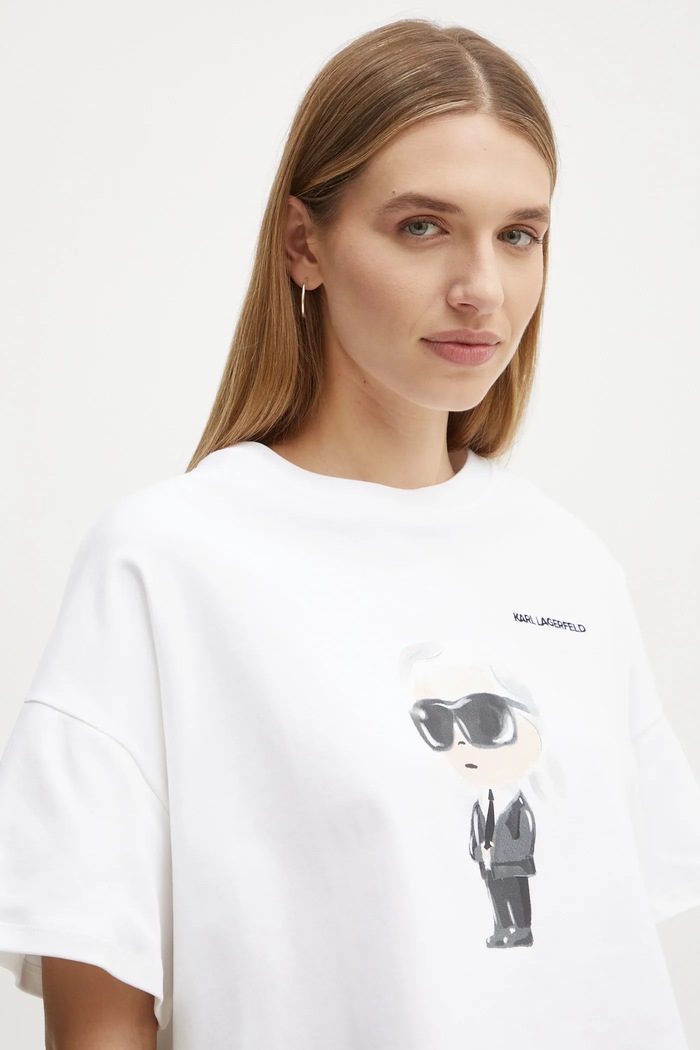 Bavlněné tričko Karl Lagerfeld IKON béžová A1W17132