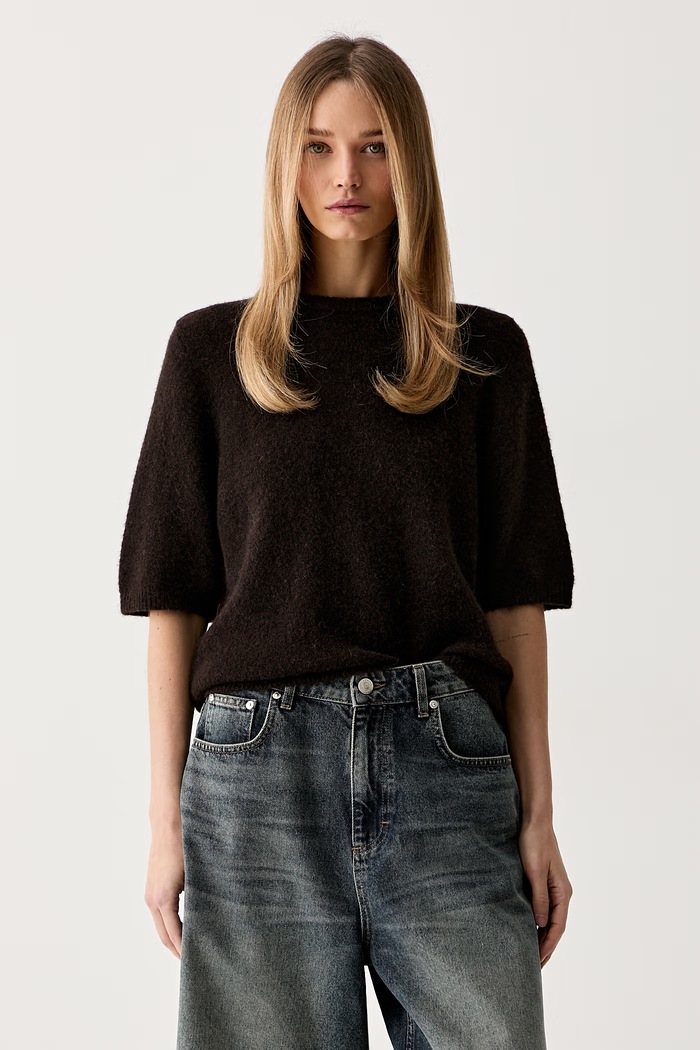 Gestuz sweter damski z wełną brązowy 10909815