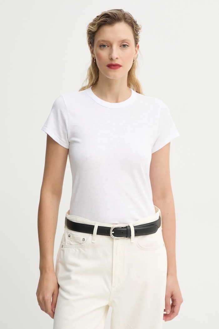 Bavlněné tričko Rag & Bone hladký bílá W272C32CH