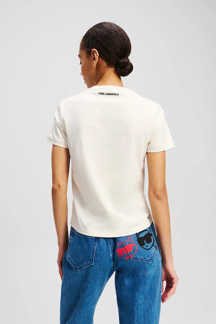 Karl Lagerfeld t-shirt bawełniany IKON A2W17112 beżowy SS25