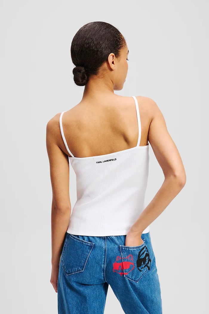 Bavlnený top Karl Lagerfeld IKON A2W17070 biela SS26