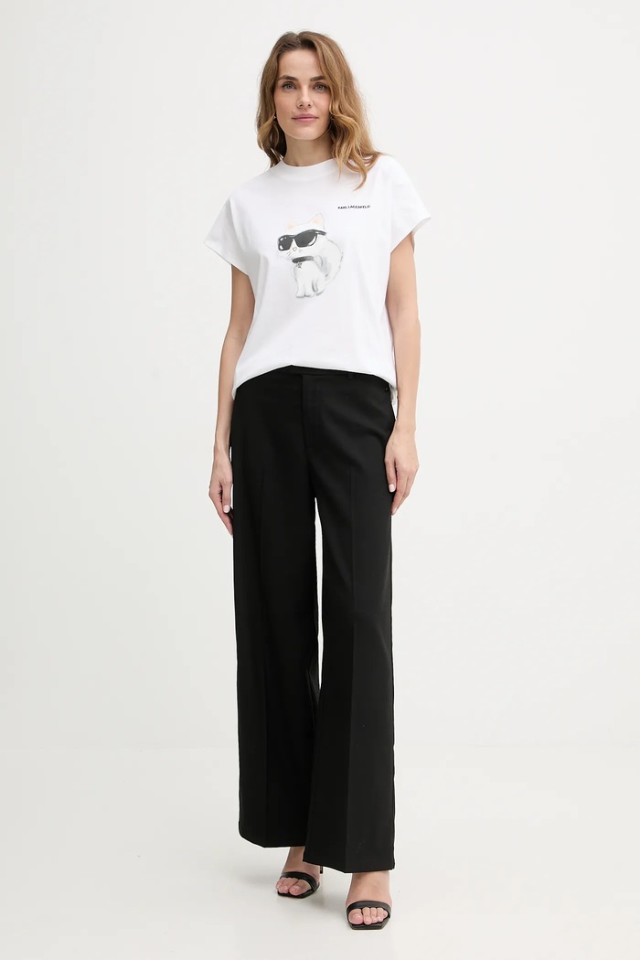 Karl Lagerfeld tricou pentru femei din bumbac IKON AQUARELLE A2W17115 alb AA00