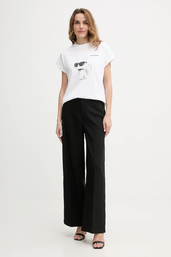 Karl Lagerfeld tricou pentru femei din bumbac IKON AQUARELLE A2W17115 alb AA00