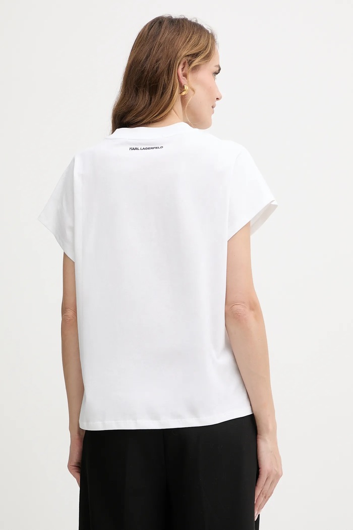 Îmbrăcăminte Karl Lagerfeld tricou pentru femei din bumbac IKON AQUARELLE A2W17115 alb