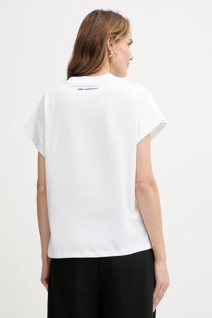 Îmbrăcăminte Karl Lagerfeld tricou pentru femei din bumbac IKON AQUARELLE A2W17115 alb