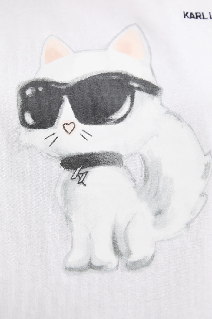 Karl Lagerfeld tricou pentru femei din bumbac IKON AQUARELLE A2W17115 alb