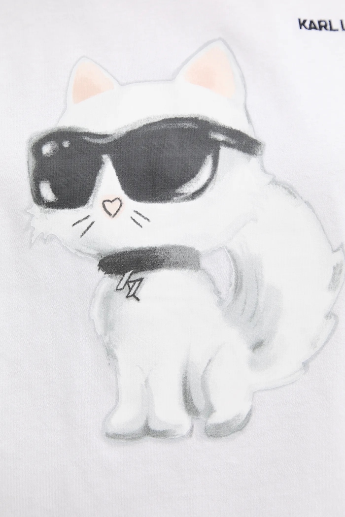 Karl Lagerfeld tricou pentru femei din bumbac IKON AQUARELLE A2W17115 alb