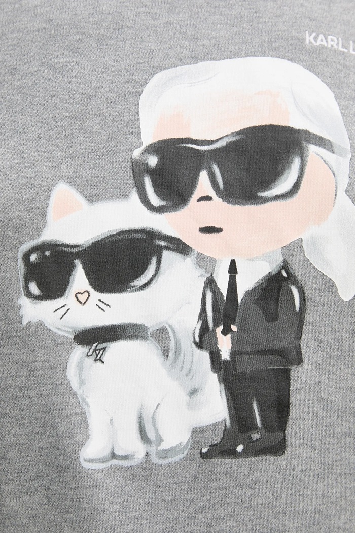 Памучна тениска Karl Lagerfeld IKON A3W17077 сив