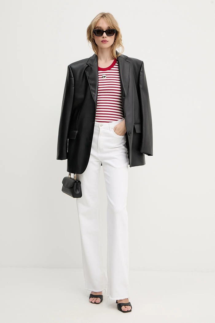 Bavlnený top Karl Lagerfeld IKON A3W17079 červená AW25