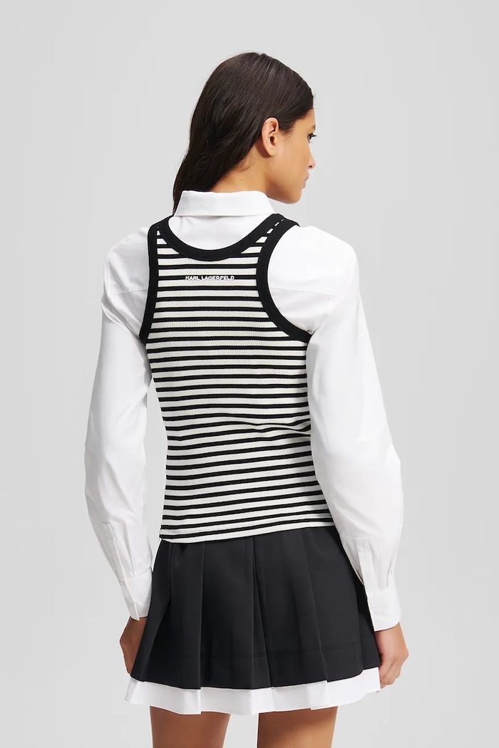 Bombažen top Karl Lagerfeld A3W17079 črna AW25