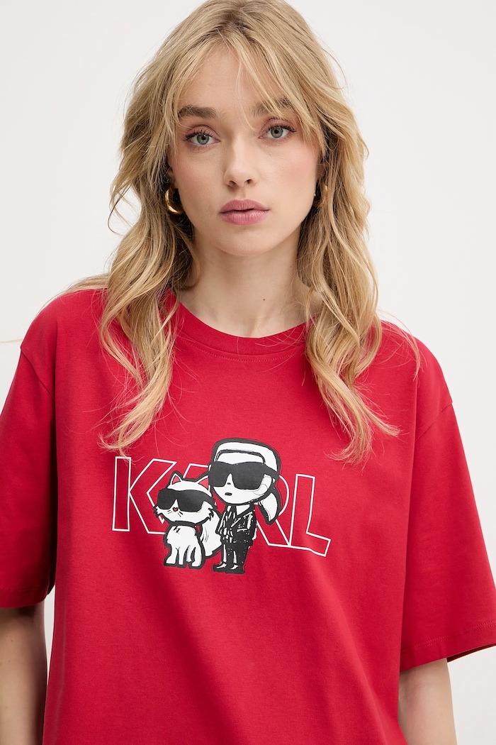 Bavlnené tričko Karl Lagerfeld IKON červená A3W17084