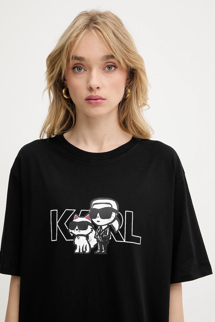 Bavlnené tričko Karl Lagerfeld IKON čierna A3W17084