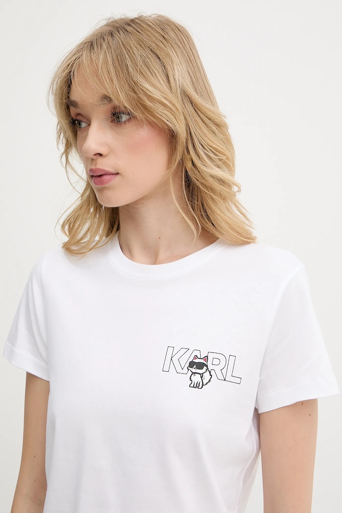 Bavlnené tričko Karl Lagerfeld IKON biela A3W17085