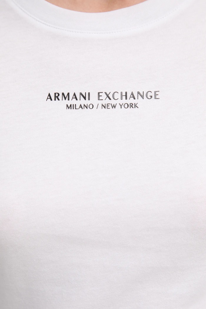 Bombažna kratka majica Armani Exchange bela XW001455.AF10356.NOS