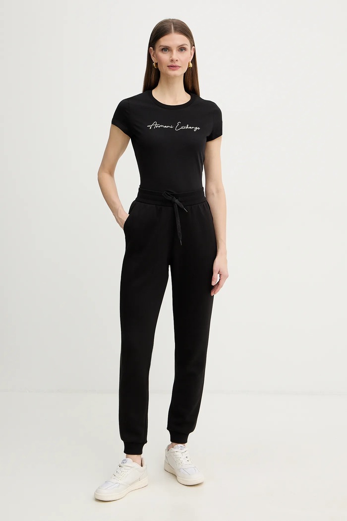 Bombažna kratka majica Armani Exchange XW001457.AF10356.NOS črna AA00