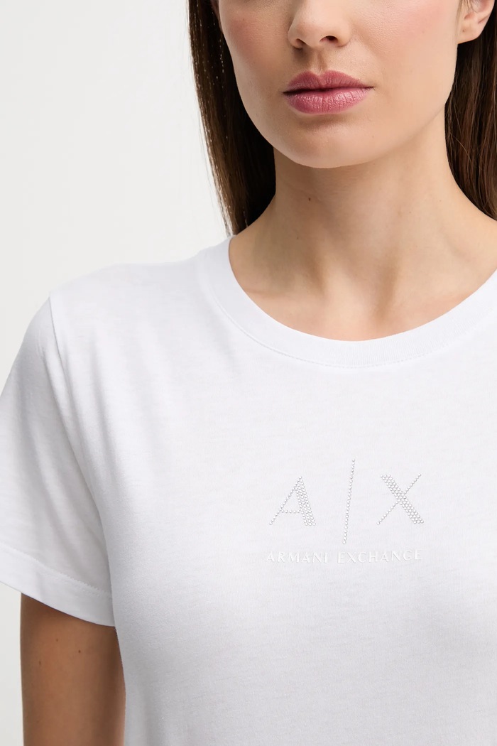 Bombažna kratka majica Armani Exchange bela XW001459.AF10356.NOS